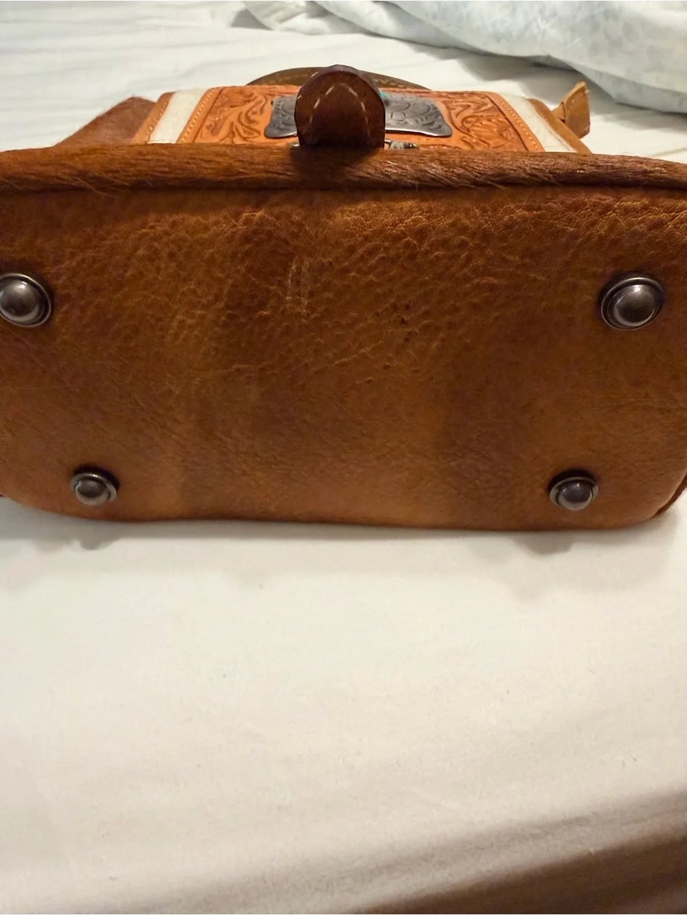American Darling Tan Leather & Turquoise Western mini backpack